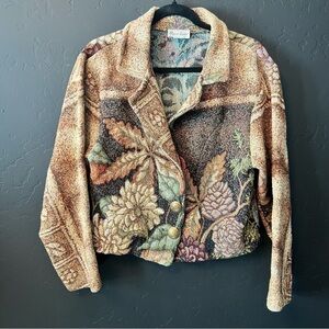 Vintage Paco soler women jacket/ coat Size: S/M color : beige: floral print